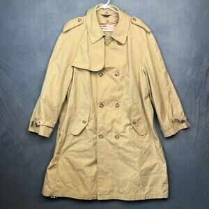 Plaid Wool Blend Lined Overcoat Parka Long Jacket Trench Coat Size 42 T-04